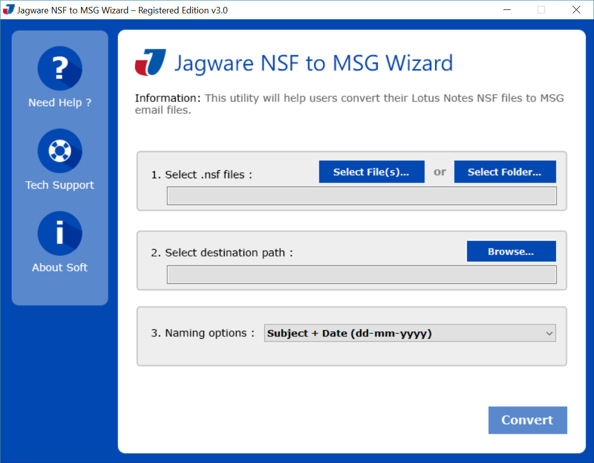 Download and Run Jagware NSF to MSG Converter