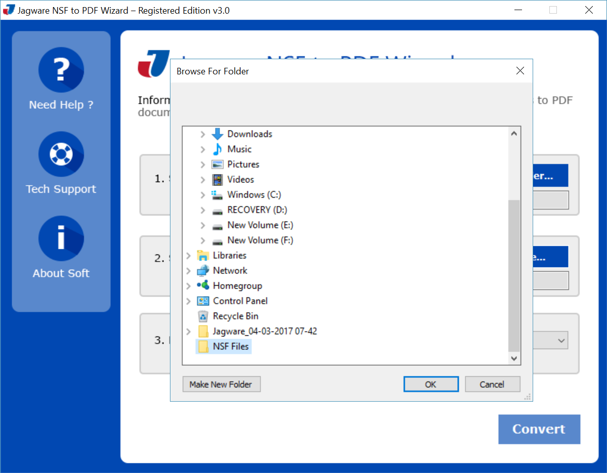 Select NSF files to convert
