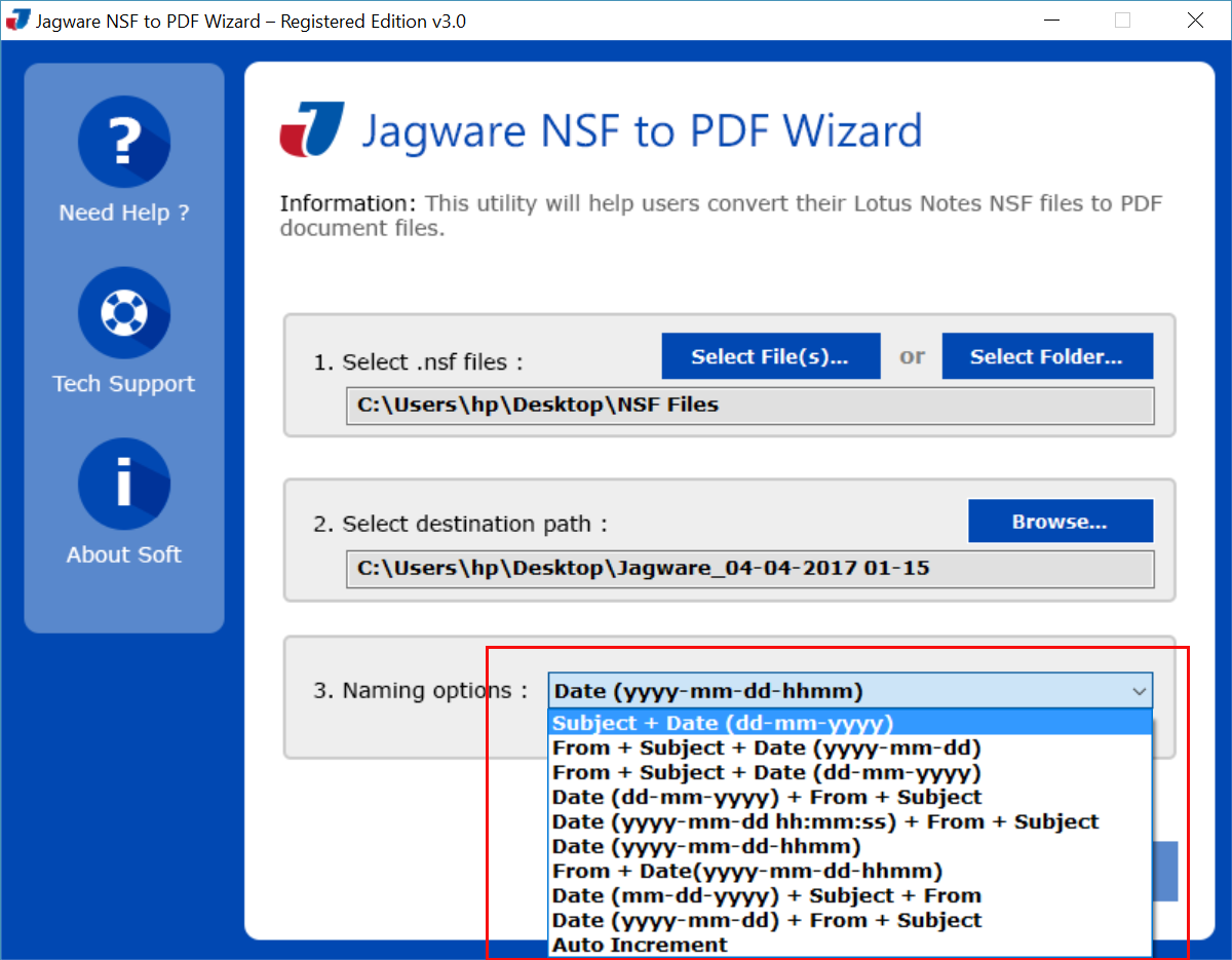 Choose file Naming option